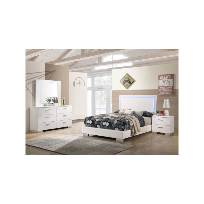 Felicity 4-Piece Full Bedroom Set White High Gloss