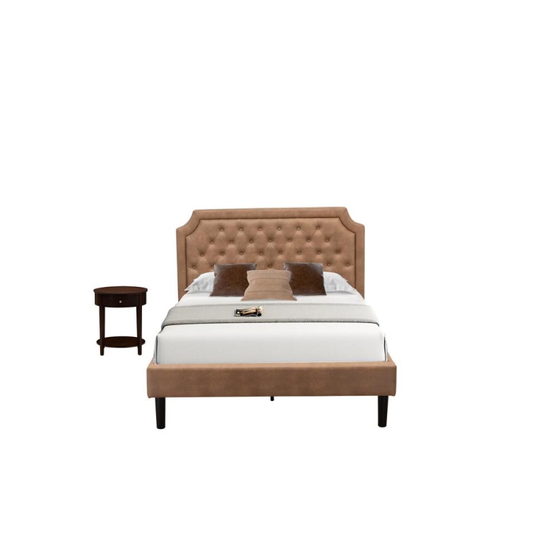 2-Piece Full Bed Set with Bed and Modern Nightstand