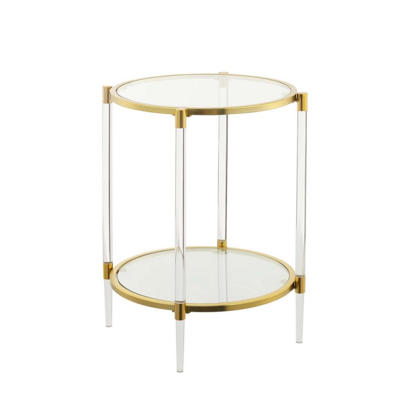 Royal Crest Acrylic Glass End Table, Clear/Gold