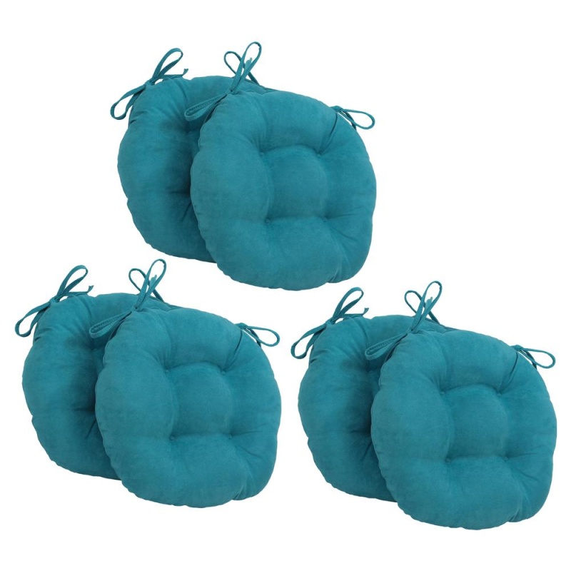 16-Inch Solid Microsuede Round Tufted Chair Cushions (Set of 6)