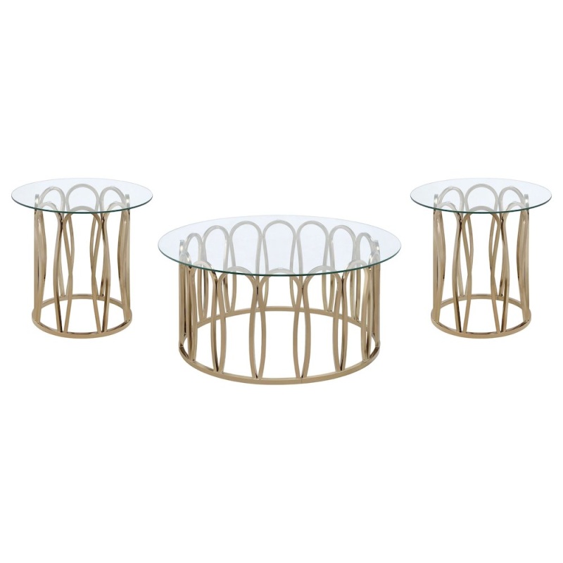 Monett 3-Piece Coffee And End Table Set Chocolate Chrome