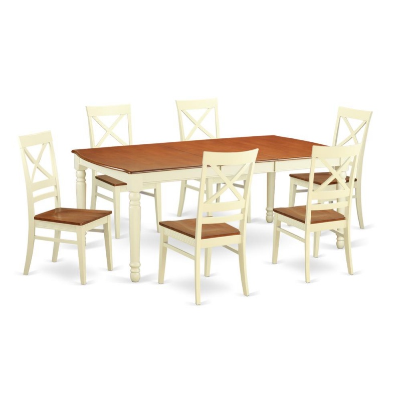 East West Furniture 7 Pc Table Set with 6 Dining Chairs