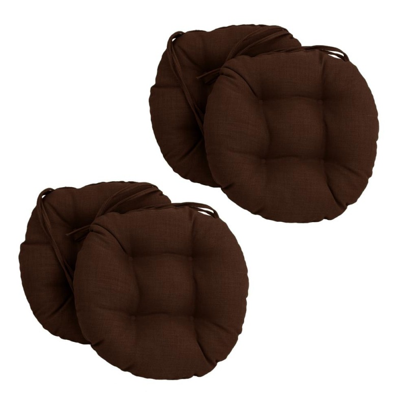 16-Inch Spun Polyester Solid Outdoor Round Tufted Chair Cushion