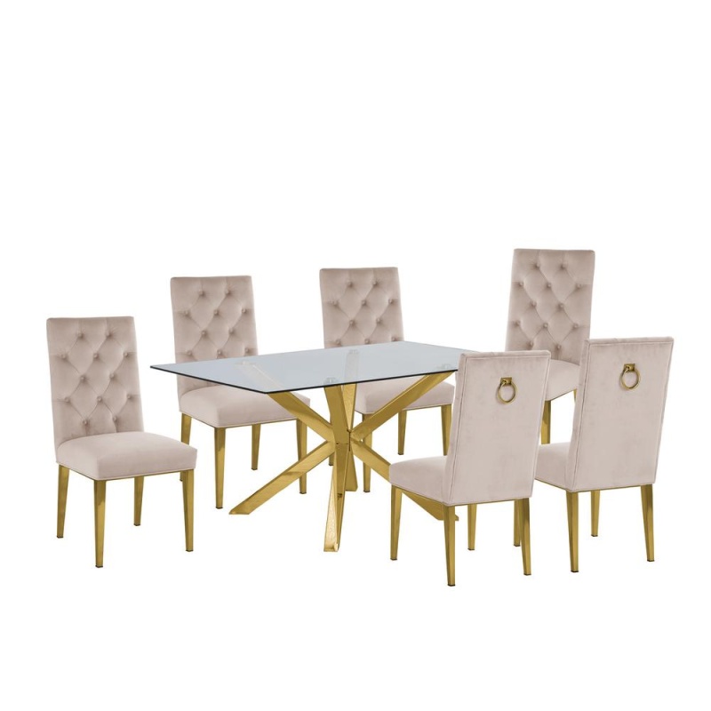 Contemporary 7Pc Dining Set, Beige