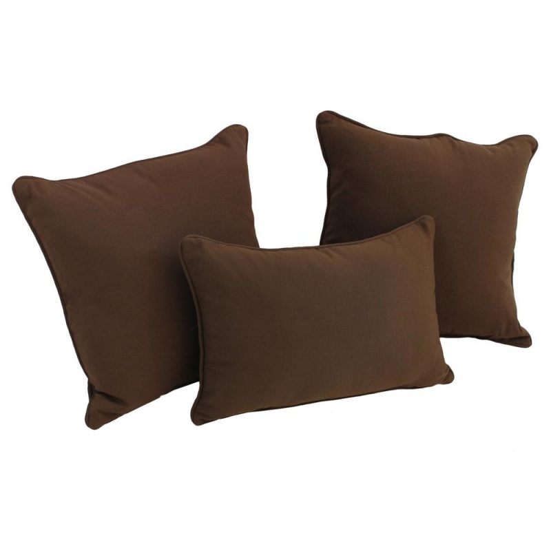 Double-Corded Solid Twill Throw Pillows With Inserts (Set Of 3), Chocolate