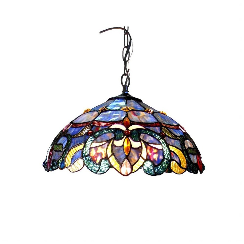 Nora Tiffany Style Victorian 2 Light Ceiling Pendant Fixture 18" Shade
