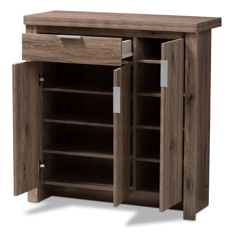 Laverne Modern And Contemporary Oak Brown Finished Shoe Cabinet