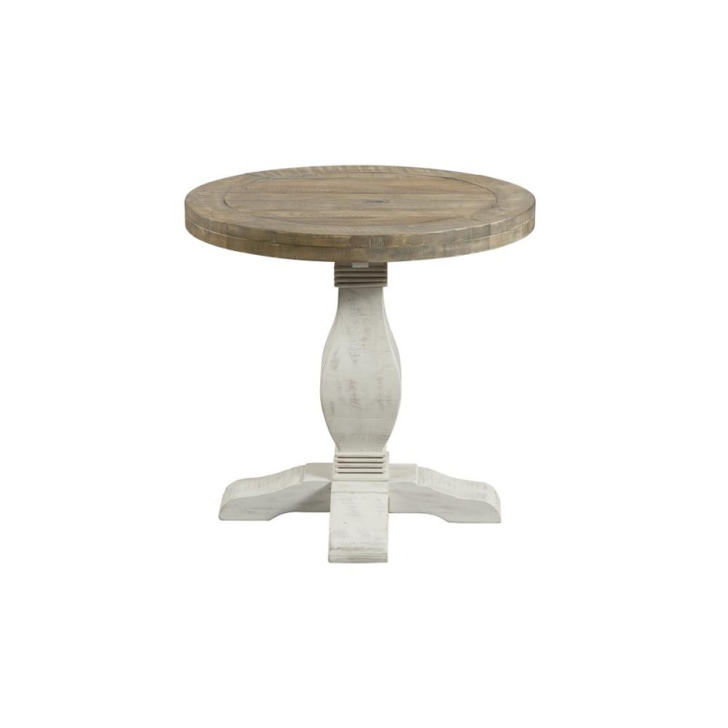 Martin Svensson Home Napa Round End Table, White Stain And Reclaimed Natural