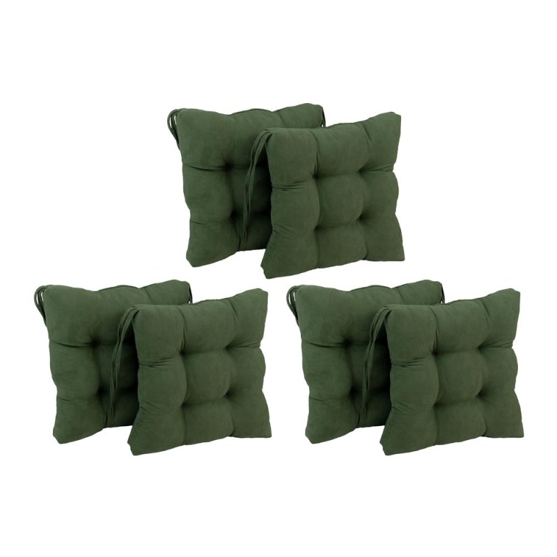 16-Inch Solid Microsuede Square Tufted Chair Cushions (Set of 6)