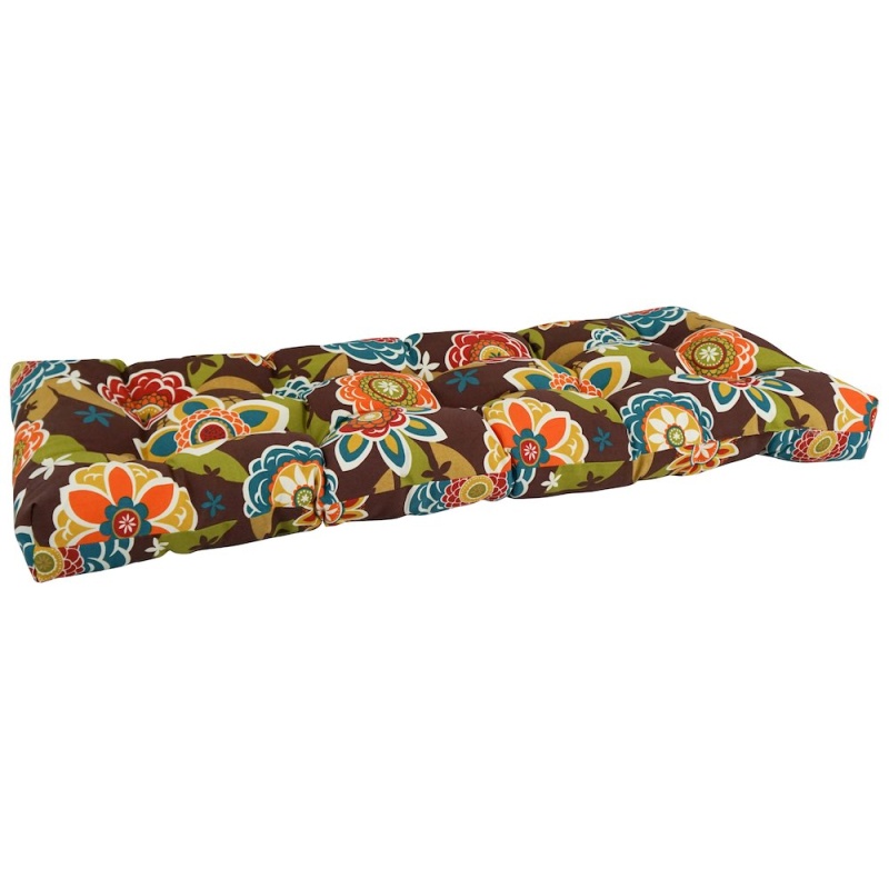46-Inch By 19-Inch Tufted Patterned Outdoor Spun Polyester Loveseat Cushion