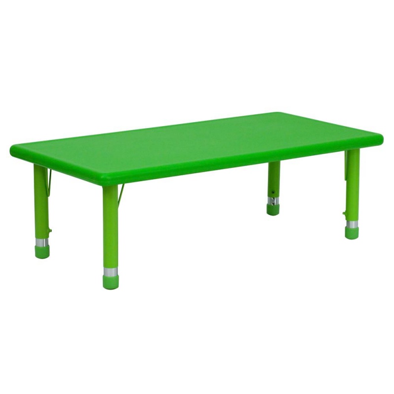 24''W x 48''L Rectangular Green Plastic Height-Adjustable Activity Table