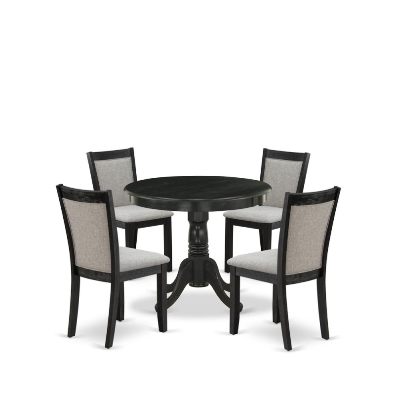 5-Pc Dining Table Set with 4 Linen Fabric Chairs