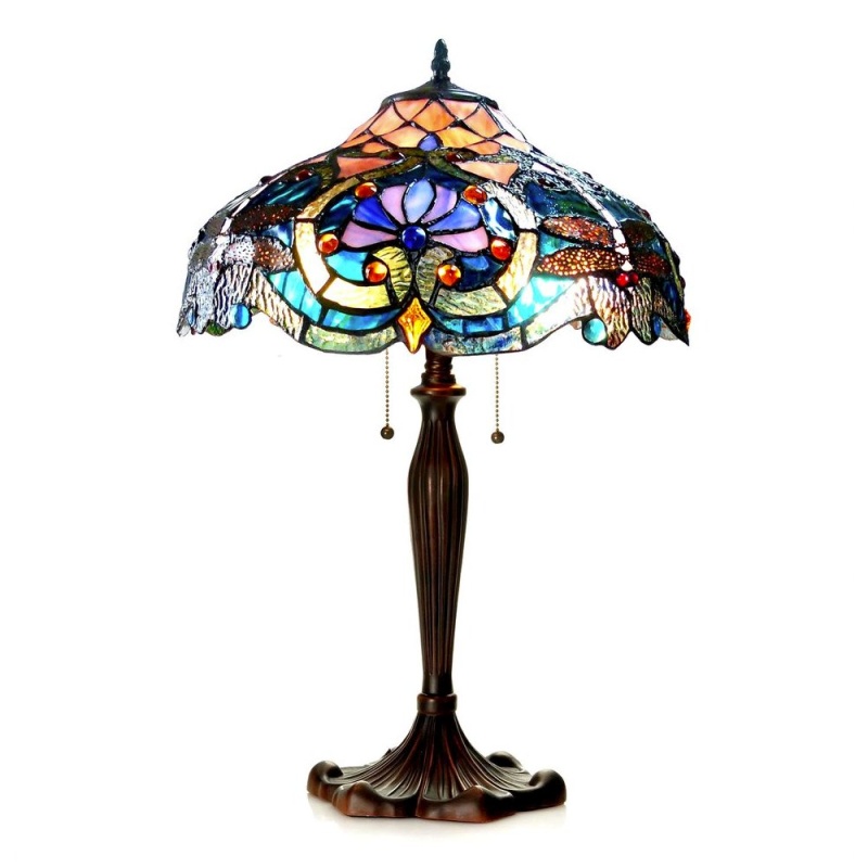 Lydia Tiffany-Style 2 Light Victorian Table Lamp 17" Shade