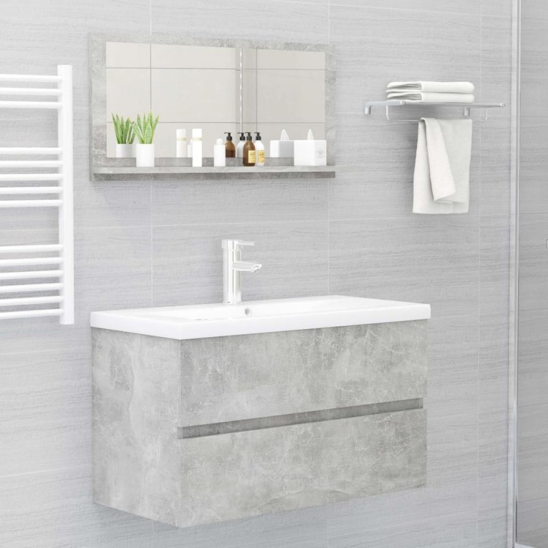 Vidaxl Bathroom Mirror Concrete Gray 31.5"X4.1"X14.6" Chipboard 4575