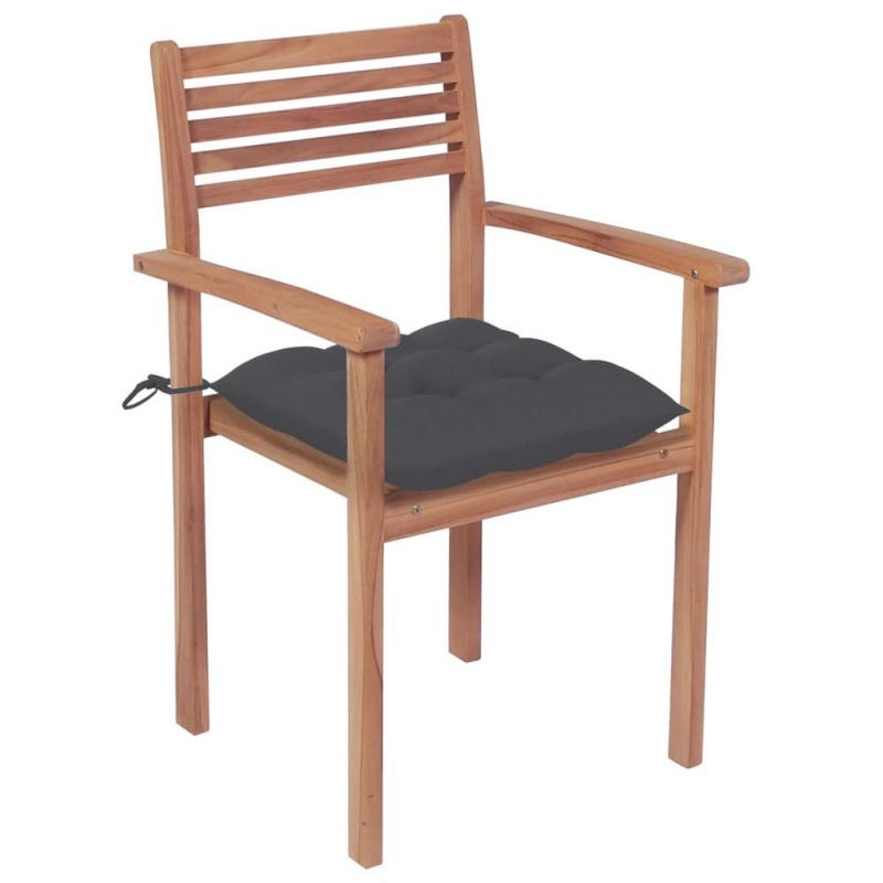 Vidaxl Garden Chairs 2 Pcs With Anthracite Cushions Solid Teak Wood 2277