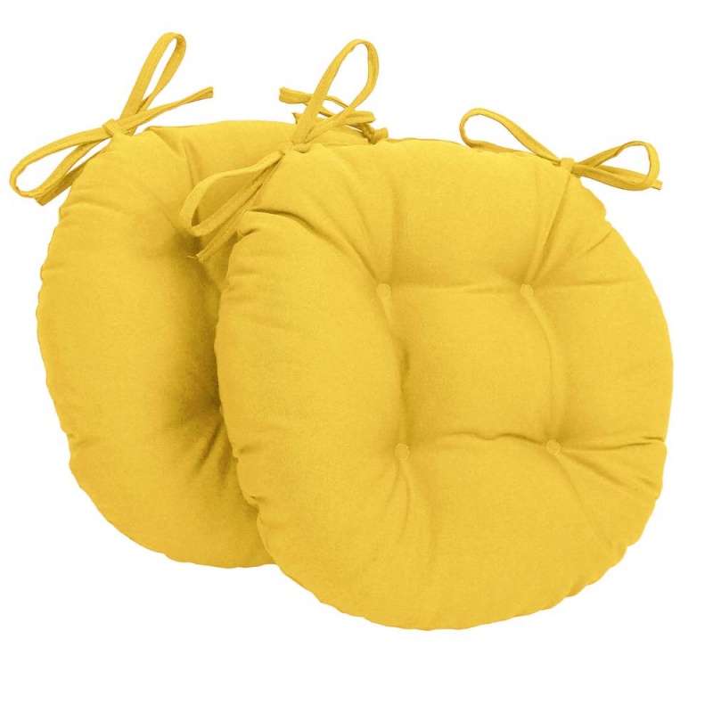 16-Inch Solid Twill Round Tufted Chair Cushions (Set of 2)
