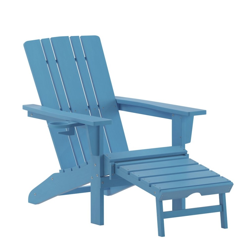 Commercial Adirondack Chair With Pull-Out Ottoman And Cupholder