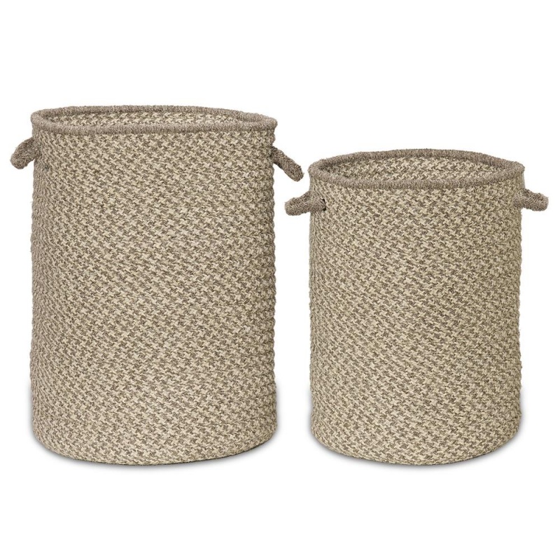 Natural Houndstooth Woven Hampers - Gray 15"X15"x18"