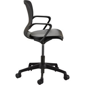 Safco Shell Desk Chair - Black Vinyl Plastic Seat - Black Plastic Back - Steel Frame - 5-Star Base - 1 Each