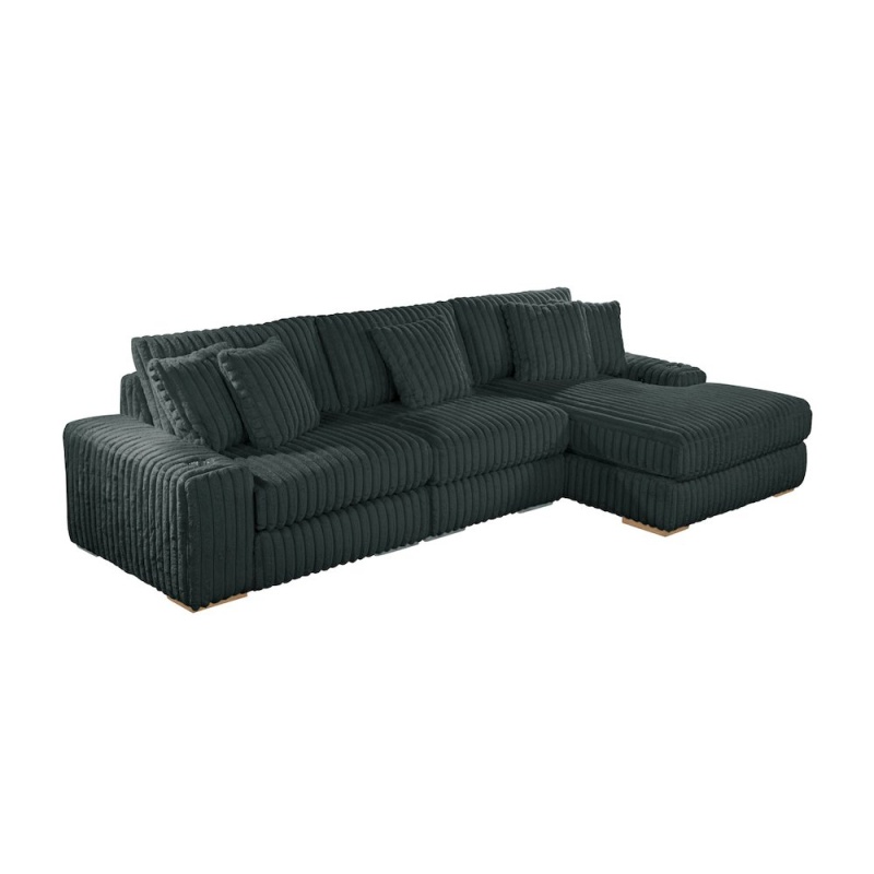3 Piece Dark Grey Reversible Sectional With Cupholders And Usb Ports