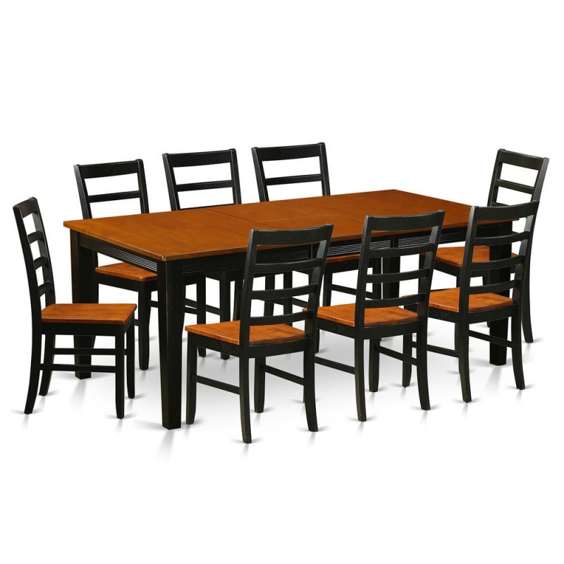 9 Pc Dining Room Set-Dining Table With 8 Wooden Dining Chairs