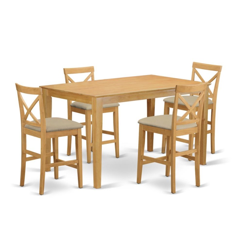 5 Pc Counter Height Dining Room Set-Pub Table And 4 Bar Stools With Backs