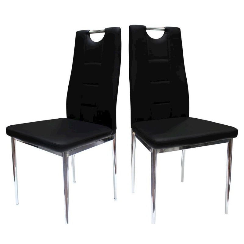 Best Master Beverly Faux Leather Upholstered Side Chair - Black (Set Of 2)