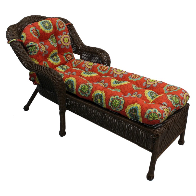 74-Inch By 19-Inch U-Shaped Outdoor Patterned Polyester Chaise Lounge Cushion