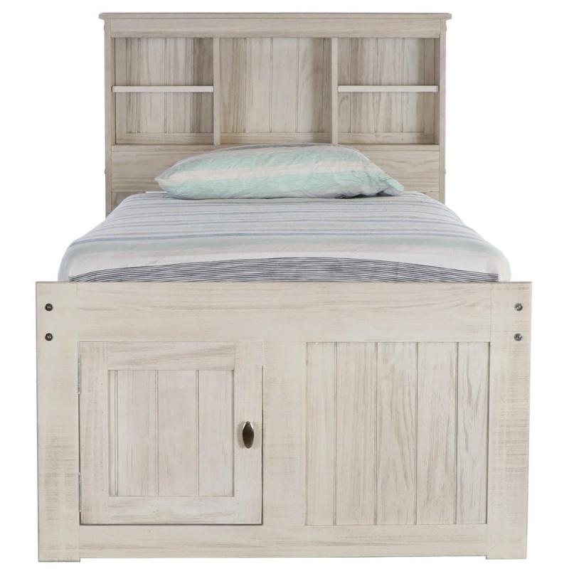 Os Home And Office Furniture Model Solid Pine Twin Captains Bookcase Bed With 6 Drawers In Light Ash