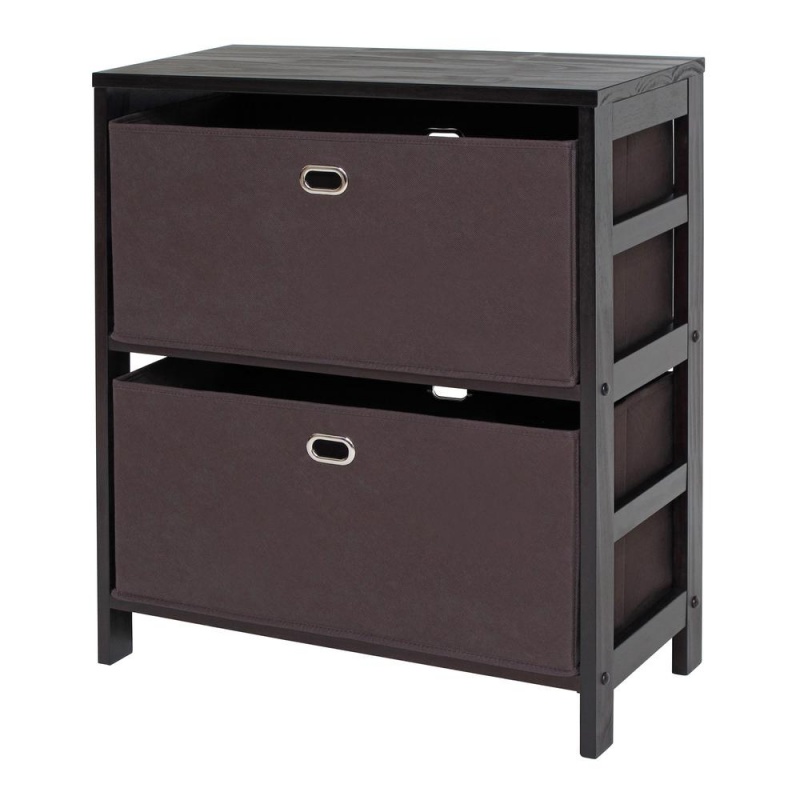 Torino 3-Pc Set Storage Shelf W/ Black Fabric Baskets
