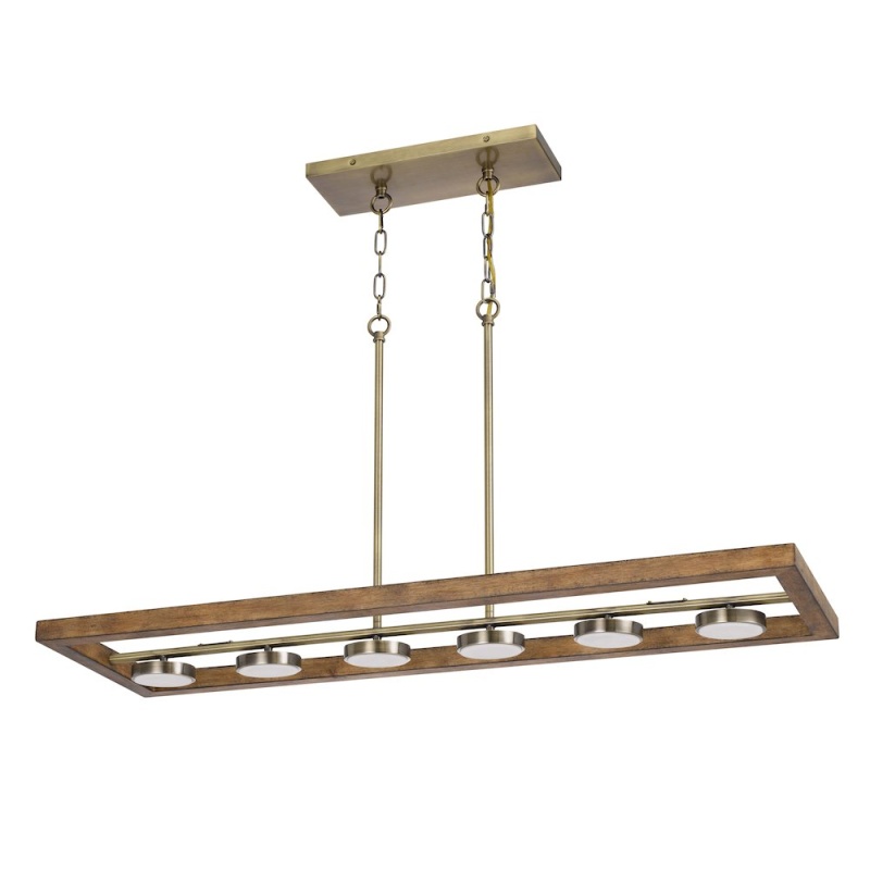 Kelso Dimmable Integrated LED Rubber Wood Island Chandelier