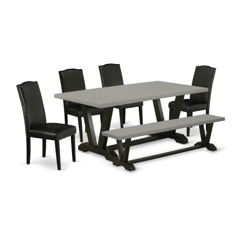 6-Pc Dinette Room Set with Parson Chairs and Bench