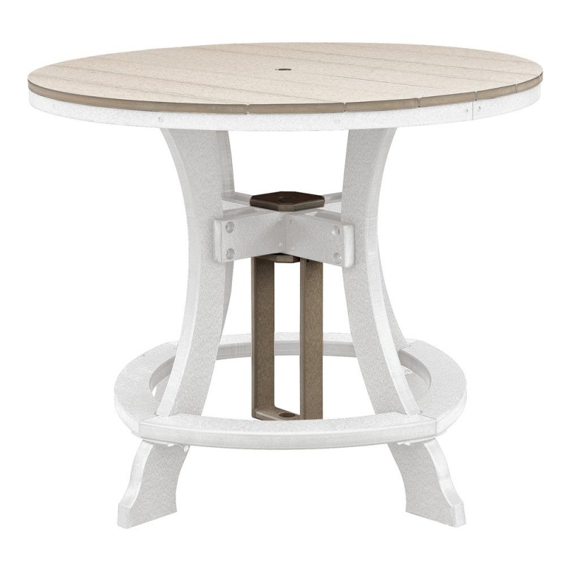 Os Home And Office Model 44R-C-Wwwt Counter Height Round Table In Weatherwood With White Base