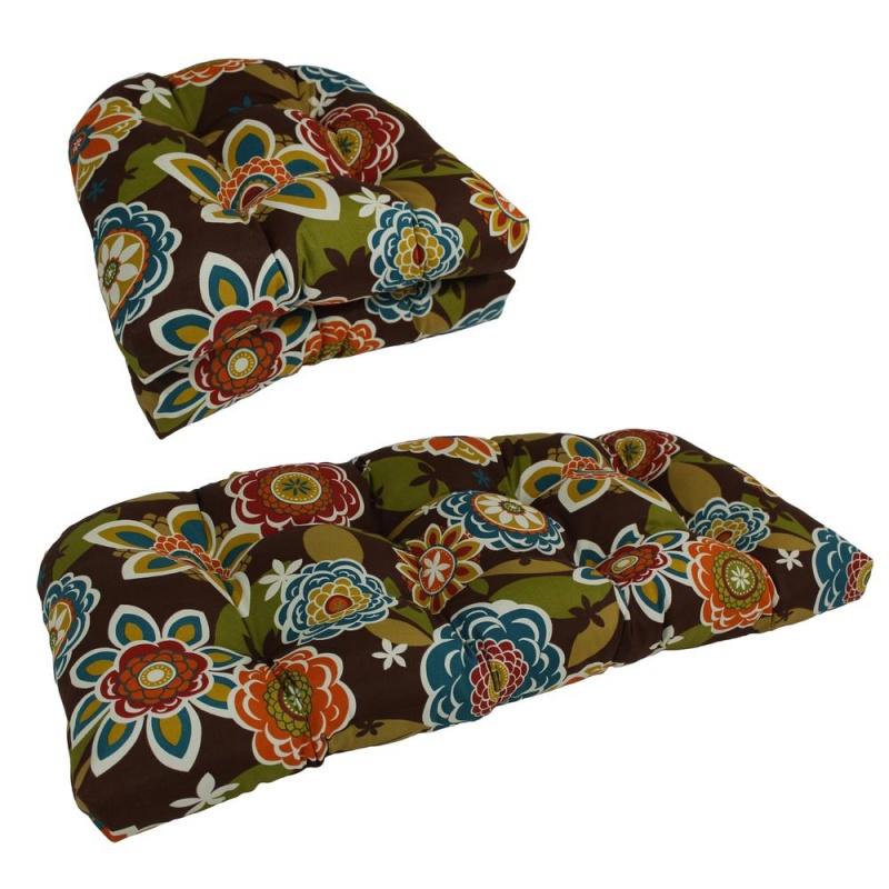 U-Shaped Spun Polyester Tufted Settee Cushion Set (Set Of 3)