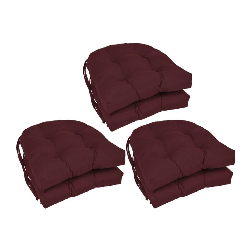 16-Inch Solid Twill U-Shaped Tufted Chair Cushions (Set of 6)