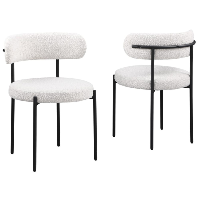 Drexel Boucle Fabric Cream Dining Chairs (Set Of 2)