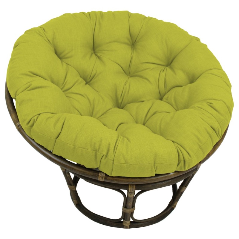 42-Inch Rattan Papasan Chair With Solid Outdoor Fabric, Lime