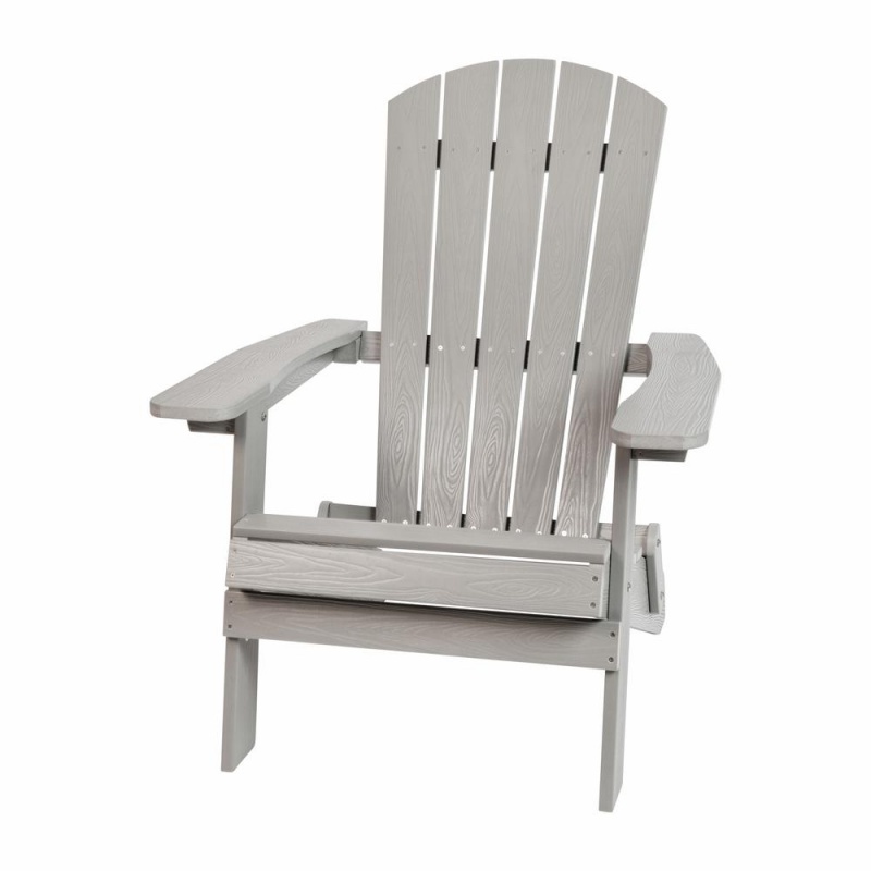 Charlestown All-Weather Poly Resin Indoor/Outdoor Folding Adirondack Chair In Gray