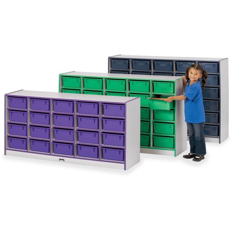 Jonti-Craft Rainbow Accents Cubbie Mobile Storage - 25 Compartment(S) - 35.5" Height X 60" Width X 15" Depth - Floor - Durable, Laminated, Built-In Wheels - Hard Rubber - 1 Each