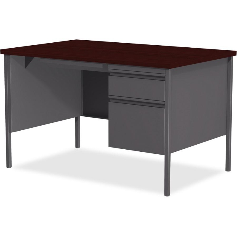 Lorell Fortress Series 48" Right Single-Pedestal Desk - For - Table Toplaminated Rectangle, Mahogany Top - 30" Table Top Length X 48" Table Top Width X 1.13" Table Top Thickness - 29.50" Height - Asse