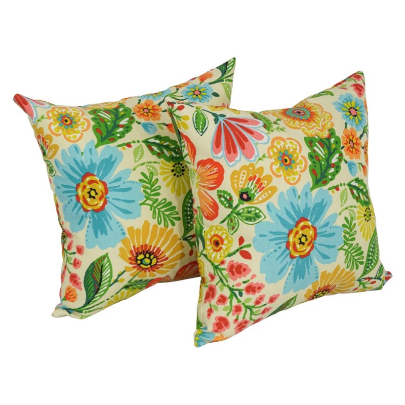 17-Inch Square Solid Polyester Outdoor Throw Pillows (Set of 2)