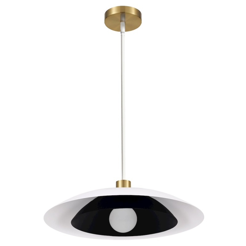 1 Light Pendant in Aged Brass with Metal Shade