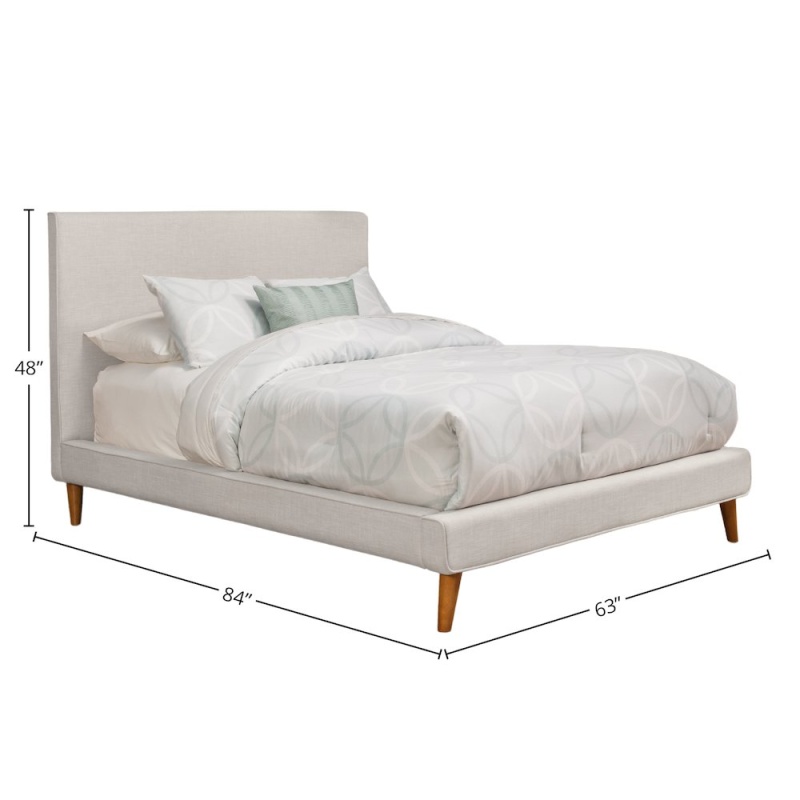 Britney Full Size Upholstered Platform Bed, Light Grey Linen