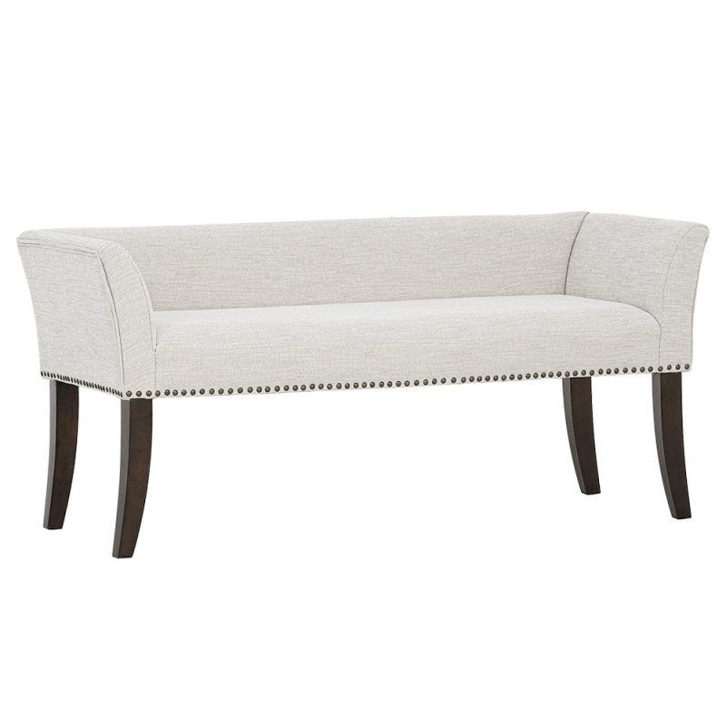 49.5" Upholstered Bench With Back & Wood Legs