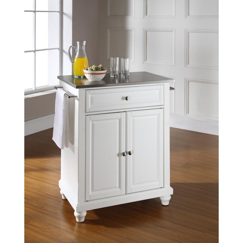 Cambridge Stainless Steel Top Portable Kitchen Island/Cart White/Stainless Steel