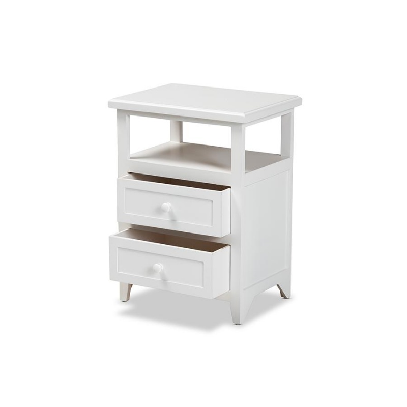 Baxton Studio Karsen Modern And Contemporary White Finished Wood 2-Drawer Nightstand