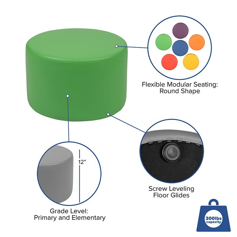 Soft Seating Collaborative Circle For Classrooms And Daycares - 12" Seat Height (Green)