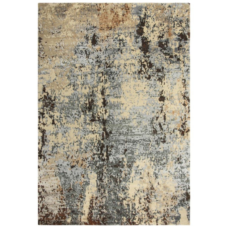 Hand Knotted Cut Pile Wool/Viscose Rug, 9' x 12'
