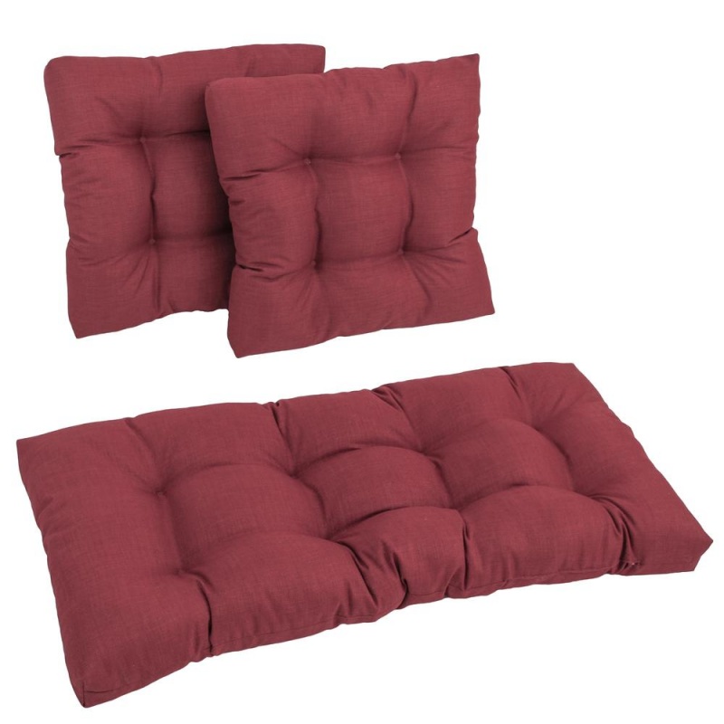 Square Spun Polyester Outdoor Tufted Settee Cushions (Set Of 3)
