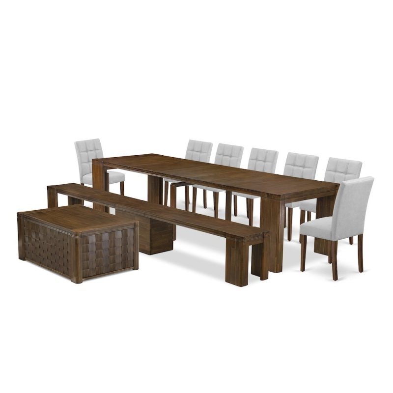 10 Pieces Extendable Dining Set Includes A Rectangle Kitchen Table